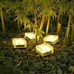 Solar Outdoor LED Ice Brick Light IP67 Waterproof 6000K Daylight Stainless Steel Courtyard Garden Lawn Balcony Layout Household