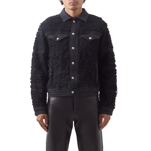 Embroidered Button Jean Patchwork Fabric Plus-size Autumn and Winter Outdoor Men Jacket OEM Service Windproof Breathable Casual