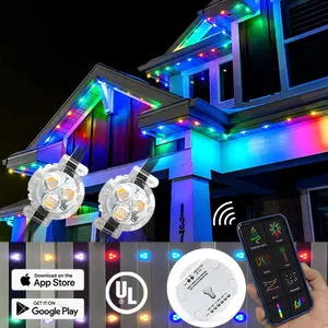 12V 24V 4 Wire IP68 Permanent Aluminum Track Lighting Smart Wifi Control Christmas Decorative Lights Roof Led Pixel Point Light