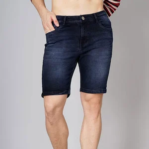 Classic Dark Blue Wash Casual Summer Lifestyle Men Denim Shorts Modern Slim Cut Street Style Inspired Men Denim Shorts