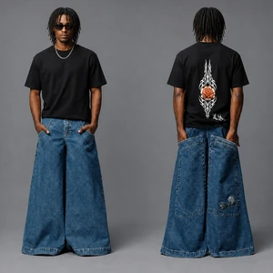 Luxury Streetwear Wide Leg Pants Baggy High Waisted Denim Jeans Plus Size Men'S Jeans Designer Denim Jeans Wholesale in China