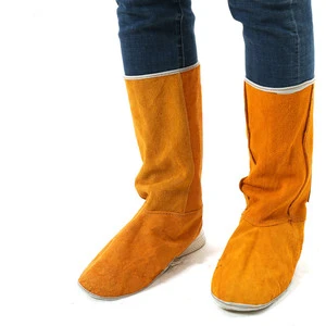 Welder Safety Cow Split Leather Shoe Covers for Foot Protection Heavy Duty Welding Protection Shoes Cover Resistant From Spark