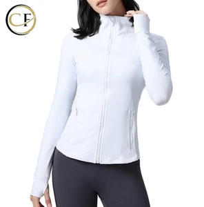 Women's Plus Size Breathable Full-Zip Yoga Top Fitness & Workout Jacket with Gold Zipper Waist Logo Women's Athleisure Outerwear