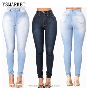 Fashion Boutique Plus Size Cowboy Denim Women Slim Skinny Pencil Elastic Pants High Waist Jeans Elastic Trousers E8026