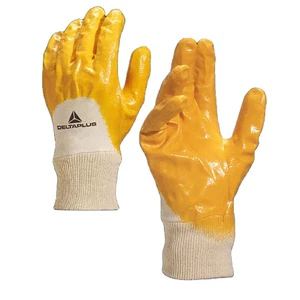 DELTAPLUS Nitrile Safety Gloves Oil-Resistant Knitted Cuffs Durable Tear-Resistant Custom Men's Black Industrial Gloves