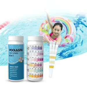 Factory Wholesale OEM 6-in-1 Pool Spa Water Test Strips Test Chlorine pH Alkalinity Hardness for Swimming Pool Hot Tub Spa