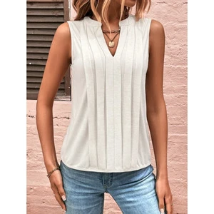 Fashionable Elegant Womens Casual V Neck Tank Tops Ruched Summer Ladies Blouses Eco-Friendly Youth Female Shirts Knitted Solid