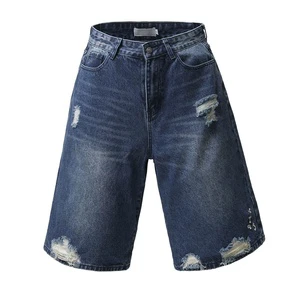 STARLIGHT New Trend Customize Men High Quality Denim Jeans Shorts Sandblast Whiskers Distressed Vintage Men Denim Shorts Black