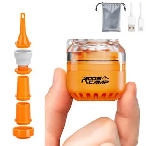 Mini Portable Plastic Air Pump for Camping Inflatables 1oz Ultra-Light USB Mattress Pump 5 Nozzles Sleeping Pad Pool Float
