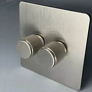 New Design Brass Light Dimmer Switch Double Fan Dimmer 500W Stainless Steel Panel
