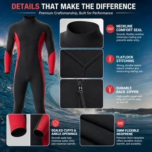 OEM Manufacturer 3mm Neoprene Wetsuit One Piece Back Zip Entry Long Sleeve Surfing Suit