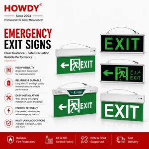 HOWDY EXIT Escape Sign Emergency Sign Light Luz De Emergencia Fire Emergency Lighting LED Indicator Light for Customizer