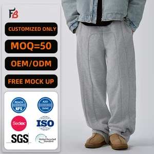 Front Seam Baggy Sweatpants Men Wide Leg Loose Fit Minimal Casual Pants Custom