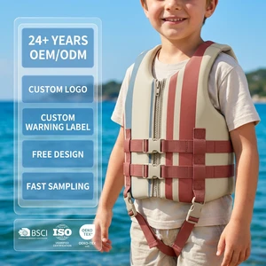 Cute Cartoon Kids Swim Vest Neoprene Life Jacket With Front Zipper And Double Buckles For 1-8 Years Children