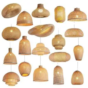 China Art Natural Weave Modern Bamboo Pendant Light Lantern Ceiling Light For Parlor Restaurant Bar Cafe Home Decor Lighting