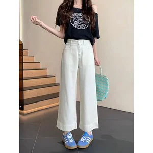 Women's Flare Denim Jeans Mid Waist Regular Fit Full Length Streetwear Vintage Style Simple Medium Wash Summer Y2K Customizable