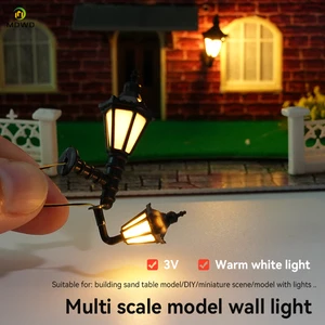 Vintage Double-Head Model Wall Lamp Dollhouse Lighting for DIY Miniature Scene and Building Model