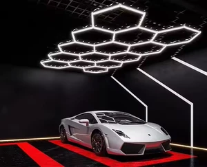 Ac-powered Hexagon LED Ceiling Light for Garages Workshops Honeycomb Aluminum Body Wall Detailing Lighting Office Use Garage