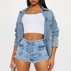 OEM Custom Design Wholesale High Quality Women's Denim Jacket Pant Set Customized Color Spring Summer Breathable Quick Dry
