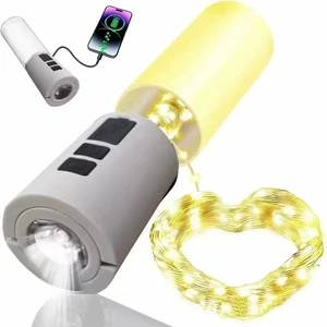 4 in 1 Camping String Lights LED Waterproof Portable Rechargeable Camping Lantern Tent Decor Warm RGB Flashlight Camping Light