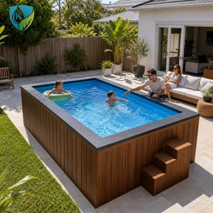 Fully Customized 20/30/40FT Container Pool with Filtration System, LED Lights, Ready to Use Backyard Swimming Pool