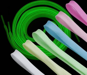 Luminous Shoelaces Night Running Equipment Custom Print Fluorescent Logo Glowing in the Dark Reflective Sneaker Shoelaces