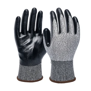 FT6111 ANSI/EN388 Certified 13G Cut Resistance Safety Gloves Nitrile Coated Palm Sandy/Smooth Finish Anti-Abrasion