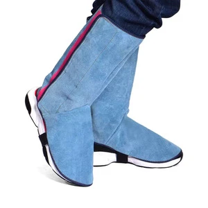 Cowhide Split Leather Welding Shoe Cover Heavy Duty Abrasion Heat Resistant Firefighting Industrial Safety Foot Protection