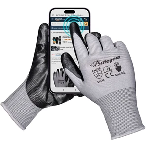 Best Nitrile Coated Protective Safety Gloves, PPE Industrial & Construction Hand Work Gloves Touch Screen