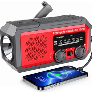 ODM OEM 2000mAh Plastic Portable Rechargeable Emergency Solar Hand Crank AM/FM NOAA Radio With Flashlight