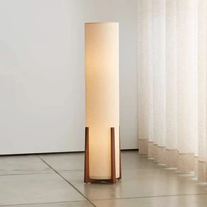Chinese Vintage Japanese-style Fabric LED Floor Lamp with E27 Base-Dimmable Button Control for Living Room Bedroom & Bedside Use