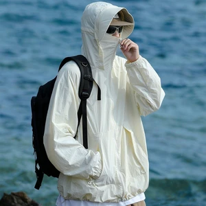 Outdoor Sports Thin Quick-drying Sunscreen Clothing Men's Summer Cool-feeling Mesh Breathable Hat Brim Hooded Ice Silk Clothing