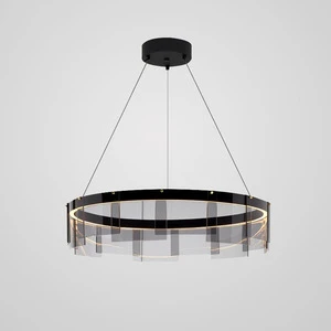Zeal Lighting Round Fashionable Hotel Black Glass Minimalist Nordic Chandelier Pendant Light