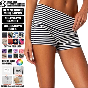 2026 Summer Women's Vintage High Waist Shorts Stylish Striped Patchwork Casual Pants Relaxed Fit Hot Style