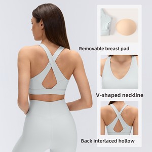 Women Sports Bra High- Fitness Yoga Running Vest Shock-Absorbing Cross-Back Stylish Design High-quality Yoga Bra Breathable Good