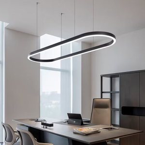 Customized Iron/PVC LED Oval Conference Room Chandelier Modern Rectangular Office Exhibition Hall Simple Mall Studio Lighting