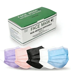 Disposable Medical 3 Ply Non Woven Face Mask Pink Blue Black White Purple Daily Protective Breathable Mask 50pcs Per Box