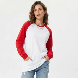 Women's Plus Size Raglan Crew Neck Long Sleeve T-Shirt 100% Cotton Breathable