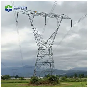 230kv Self-supporting Steel Transmission Tower With Hot-dip Galvanizing High Wind Seismic Load Rated Hourglass Lattice Structure