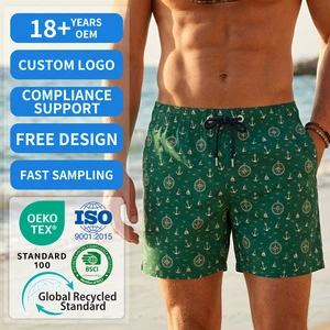 Mens Board Shorts Quick Dry Swim Trunks Elastic Waist Drawstring Lightweight Beach Shorts Side Pocket OEM ODM Custom