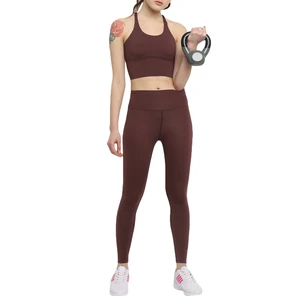 Wholesale High Quality 100% Quality Yoga Sets Solid Bra Pants Leggings Elastic Waist Custom Size 2-Piece Eco-Friendly Quick Dry