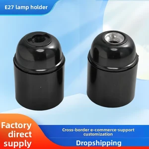 E27 Bakelite Lamp Holder Black Screw Bulb Socket with M10 Metal/Plastic Threaded Entry for DIY Pendant Light Chandelier