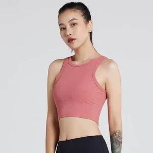 Women Vest Yoga Wear Custom Logo High Elastic Slim Fit Fitness Gym Tank Top Workout Sleeveless Shirts