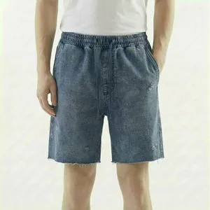 Custom Men Distressed Ripped Shorts Elastic Waist Drawstring Raw Hem Knee Length Vintage Casual Summer Bottoms