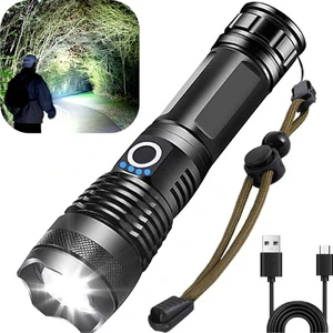 100000 Lumens Super Bright Waterproof XHP50 Aluminum LED Torch Tactical Rechargeable Flashlights