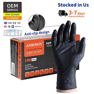 510K 100/Box Wholesale Black Disposable Nitrile Gloves Powder Free Anti-Slip Powder-Free Safety Gloves for Food Handling Tattoo