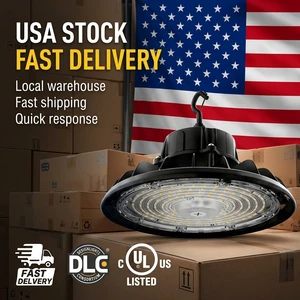 US Stock 3CCT IP65 Pendant Hi Bay Fixture Industrial IP65 Waterproof 100W-240W Highbay Led UFO High Bay Light for Warehouse
