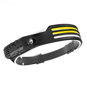 Waterproof COB Headlight with Motion Sensor Bright Beam Led Rechargeable Yellow Light Headlamp for Hunting