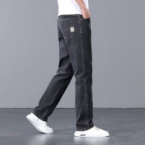 Men's Stretch Denim Jeans Loose Straight Fit Business Casual Washed Pants Custom Wholesale Lightweight