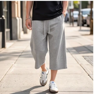 Manufacturer OEM Custom Men's Streetwear Blank % Cotton French Terry Drawstring Cargo 3 Quarter Length 3/4 Sweat Shorts For Men